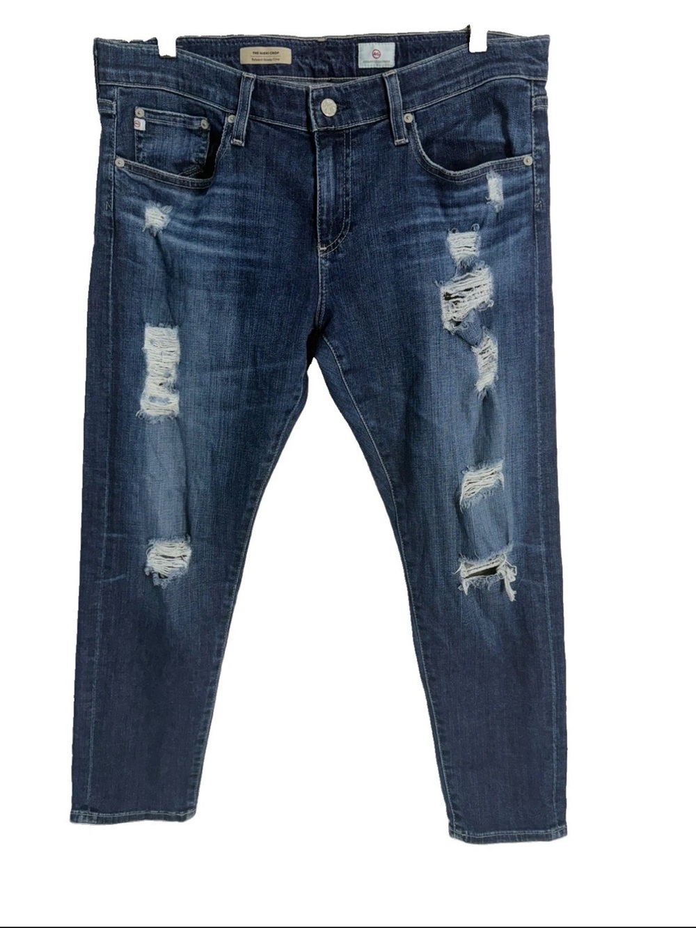 AG Adriano Goldschmied The Nikki Crop Relaxed Skinny Jeans Blue Medium Wash 31